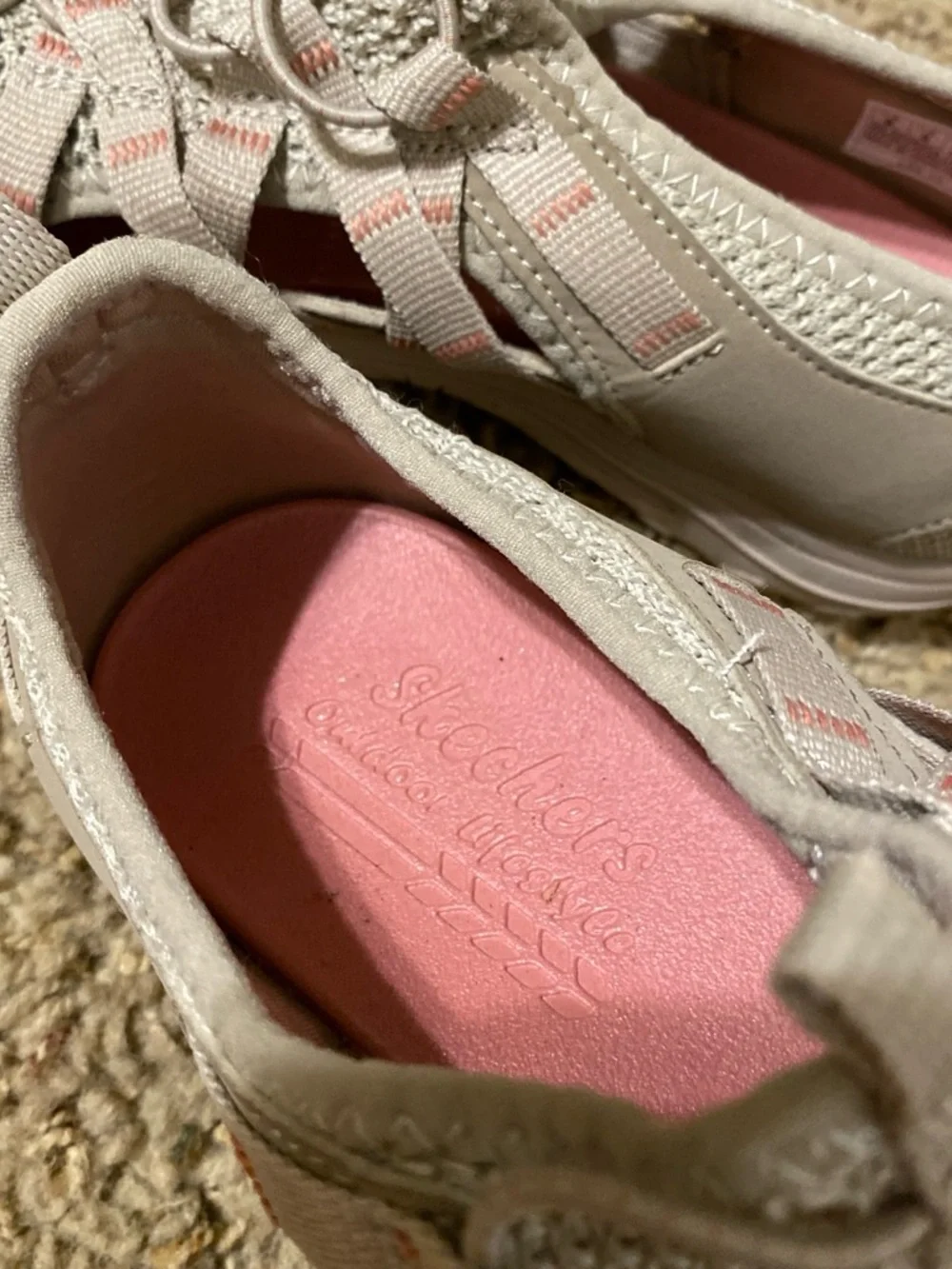 Skechers Women's Pale Pink Knit Slip-On Athletic Shoes